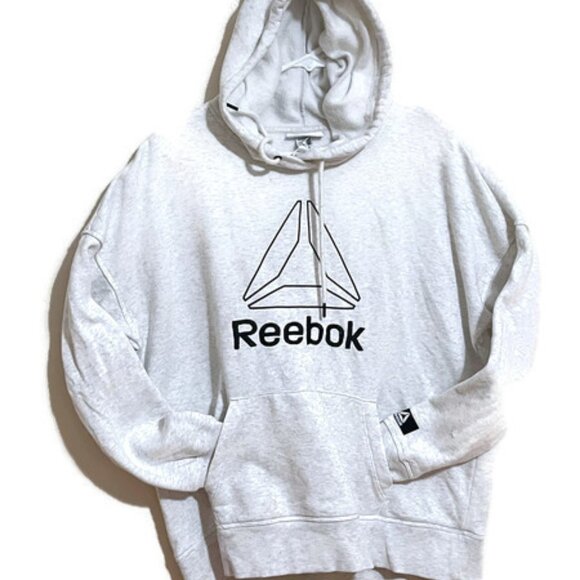 Reebok Hoodie  Light Gray Long Sleeve Kangaroo Pocket Womens M Soft - Picture 1 of 4
